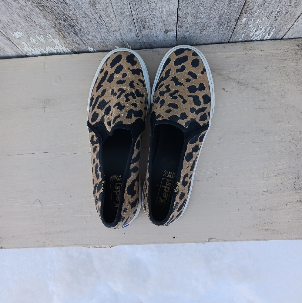KEDS Womens 7 Slip On Dream Foam Double Decker Sneakers Tennis Shoes Leopard - Picture 5 of 8